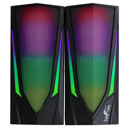 beFree Sound Dual 2.0 Computer Gaming Speakers with LED RGB Lights Jupiter Gear Home