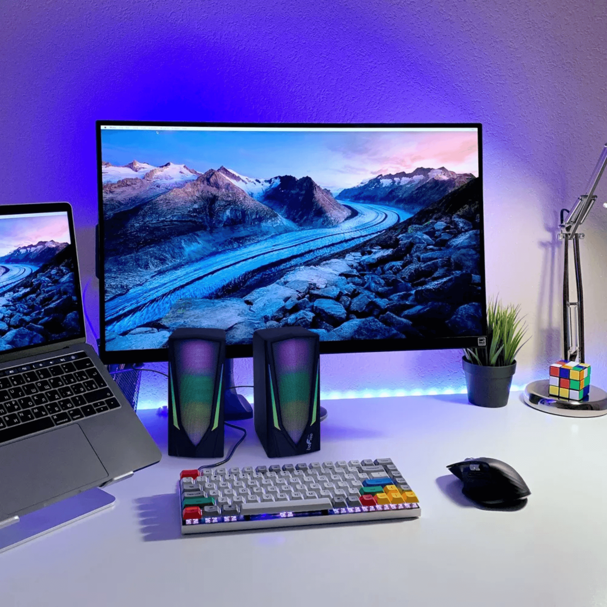 beFree Sound Dual 2.0 Computer Gaming Speakers with LED RGB Lights Jupiter Gear Home