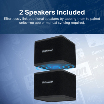 Emerson 1-Pair Instant Connect Sound Blox Wireless Magnetic Stackable Speakers Jupiter Gear Home