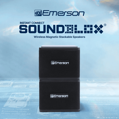 Emerson 1-Pair Instant Connect Sound Blox Wireless Magnetic Stackable Speakers Jupiter Gear Home