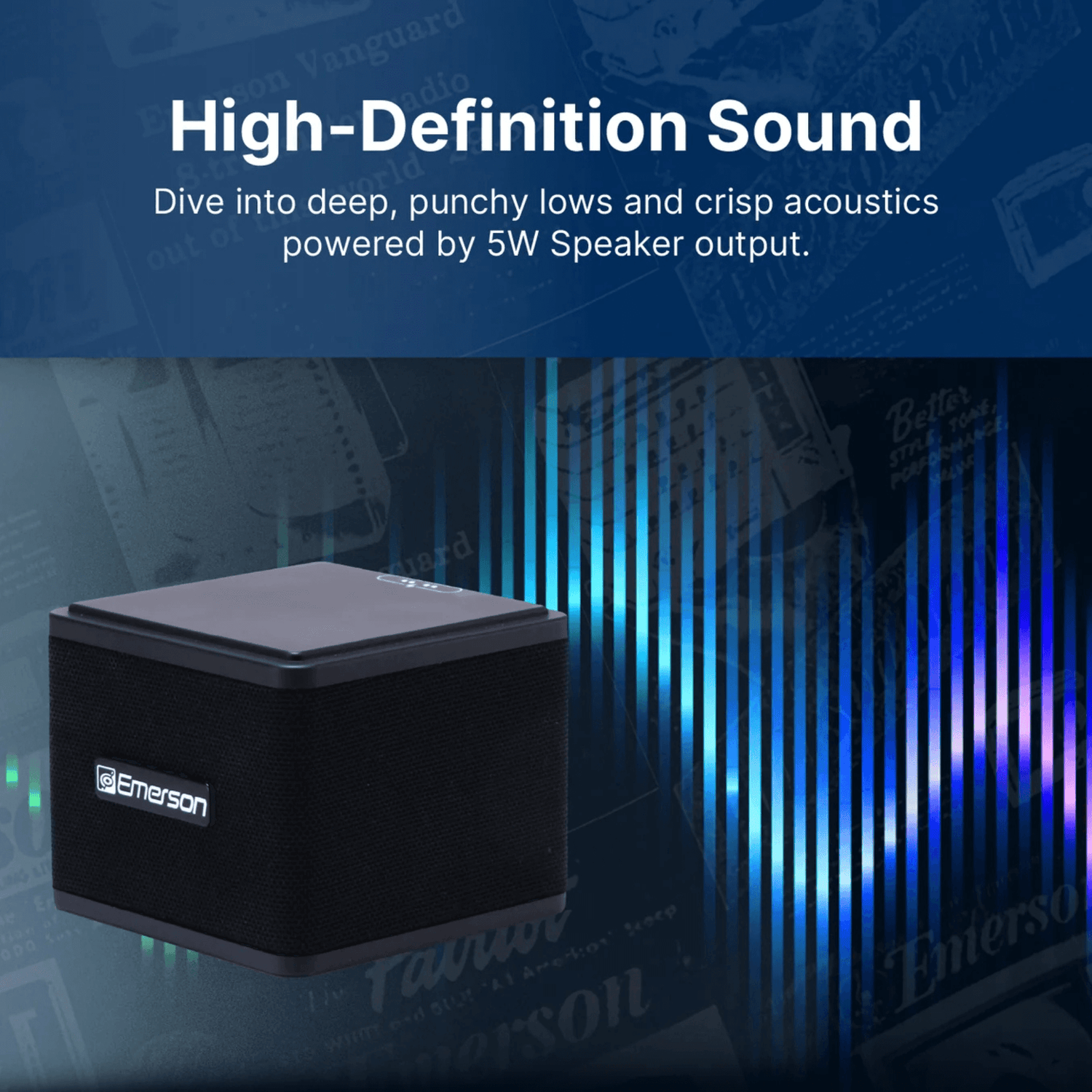 Emerson 1-Pair Instant Connect Sound Blox Wireless Magnetic Stackable Speakers Jupiter Gear Home