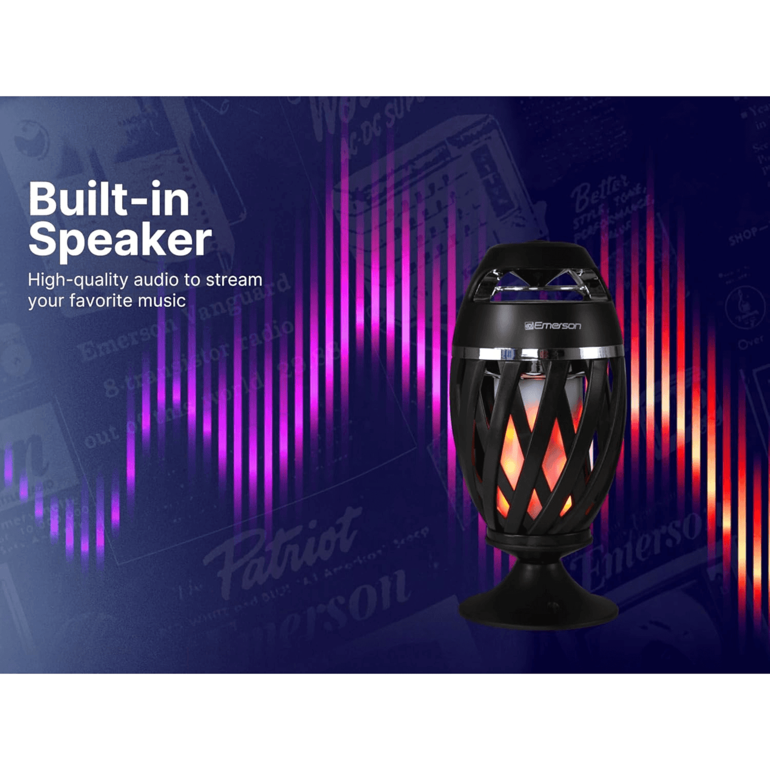Emerson Outdoor Flame Light Bluetooth Speaker Jupiter Gear Home