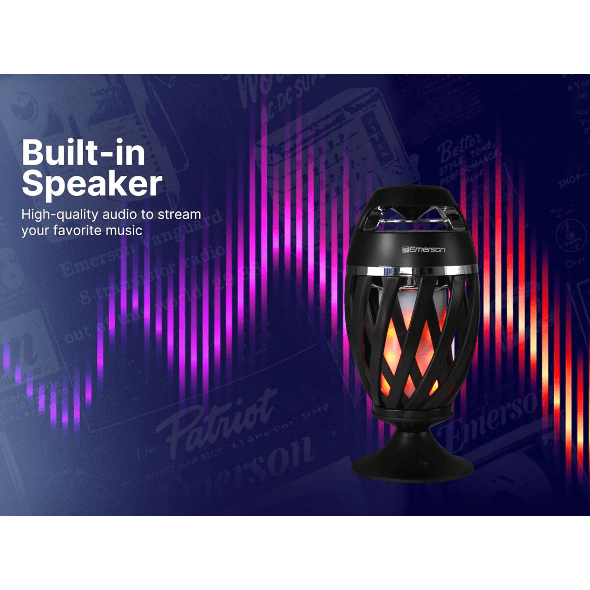 Emerson Outdoor Flame Light Bluetooth Speaker Jupiter Gear Home