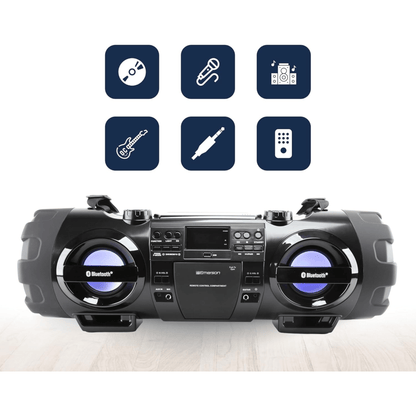 Emerson Dual Subwoofer Bluetooth Boombox Jupiter Gear Home