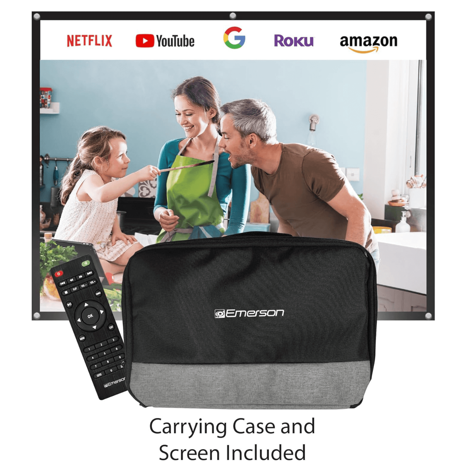 Emerson Portable Projector with Portable Screen and Carry Case Jupiter Gear Home