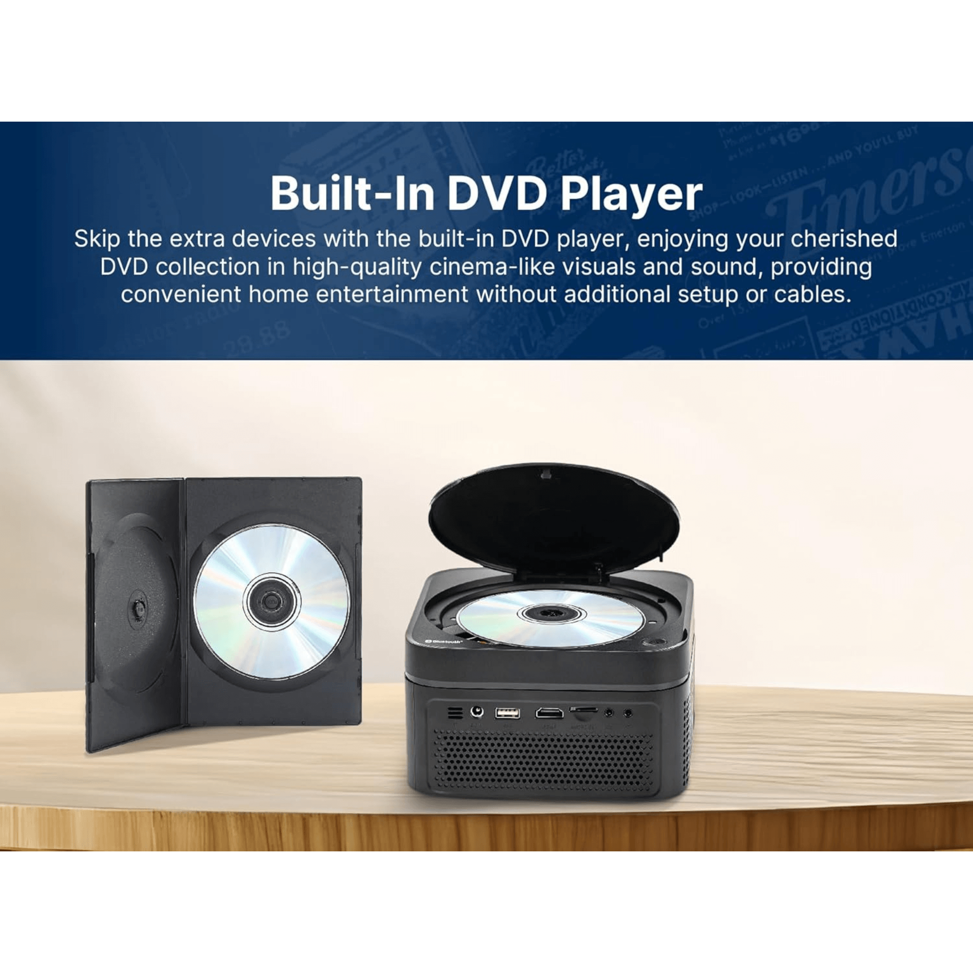 Emerson 120" Home Theater LCD Projector Combo with Built-In DVD Player Jupiter Gear Home