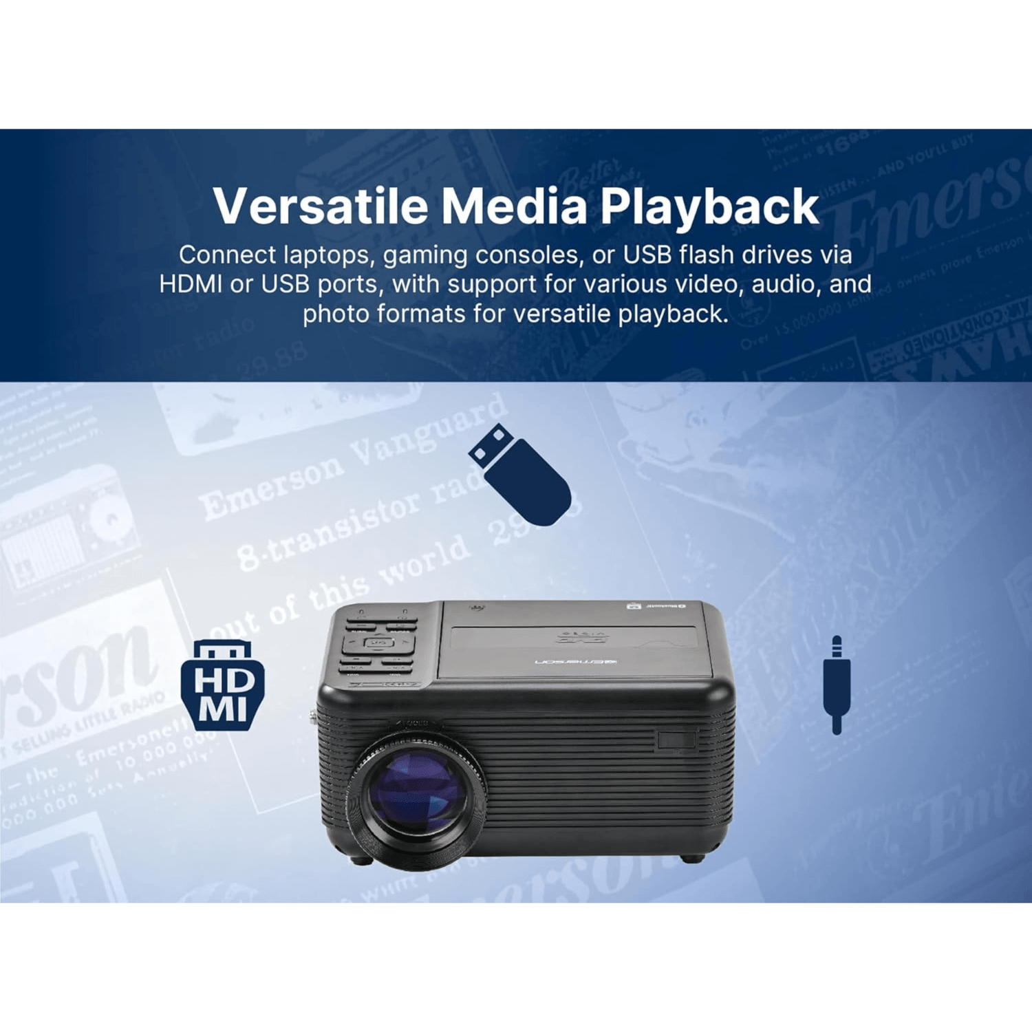 Emerson 120" Home Theater LCD Projector with Built-In TV Tuner and DVD Player Jupiter Gear Home