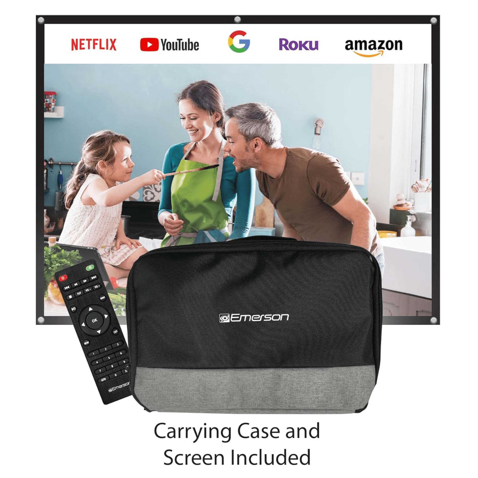 Emerson 210" Home Theater LCD Projector Combo with Screen and Carry Case Jupiter Gear Home