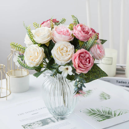 Artificial Flowers Vases for Home Decoration Valentine Garland Fake Plants Wedding Bride Outdoor Diy Gift Box Silk Peony Bouquet Taj Home Store