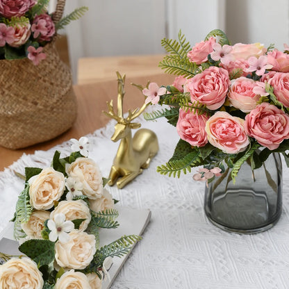 Artificial Flowers Vases for Home Decoration Valentine Garland Fake Plants Wedding Bride Outdoor Diy Gift Box Silk Peony Bouquet Taj Home Store