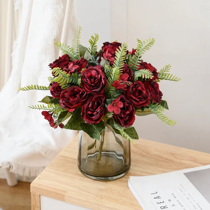 Artificial Flowers Vases for Home Decoration Valentine Garland Fake Plants Wedding Bride Outdoor Diy Gift Box Silk Peony Bouquet Taj Home Store
