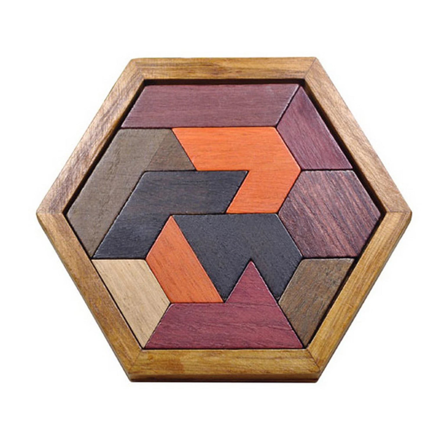 Hexagonal Wooden Geometric Shape Jigsaw Puzzles Chess Game Board Montessori Toys Brain Teaser Educational Intelligence Toys Taj Home Store