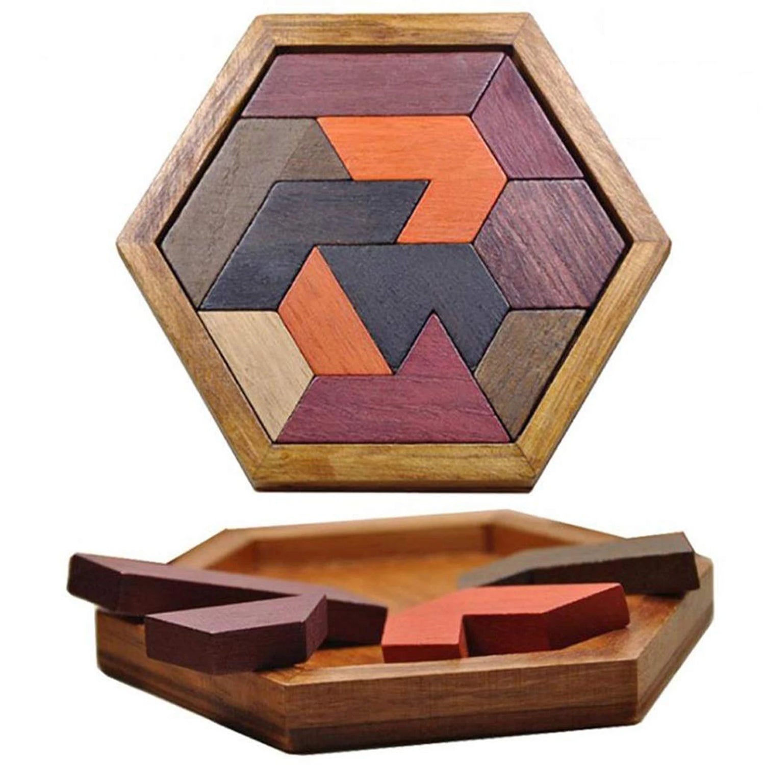 Hexagonal Wooden Geometric Shape Jigsaw Puzzles Chess Game Board Montessori Toys Brain Teaser Educational Intelligence Toys Taj Home Store