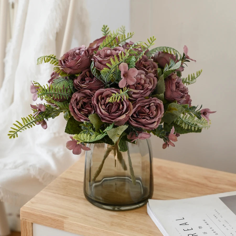 Artificial Flowers Vases for Home Decoration Valentine Garland Fake Plants Wedding Bride Outdoor Diy Gift Box Silk Peony Bouquet Taj Home Store