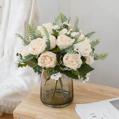 Artificial Flowers Vases for Home Decoration Valentine Garland Fake Plants Wedding Bride Outdoor Diy Gift Box Silk Peony Bouquet Taj Home Store