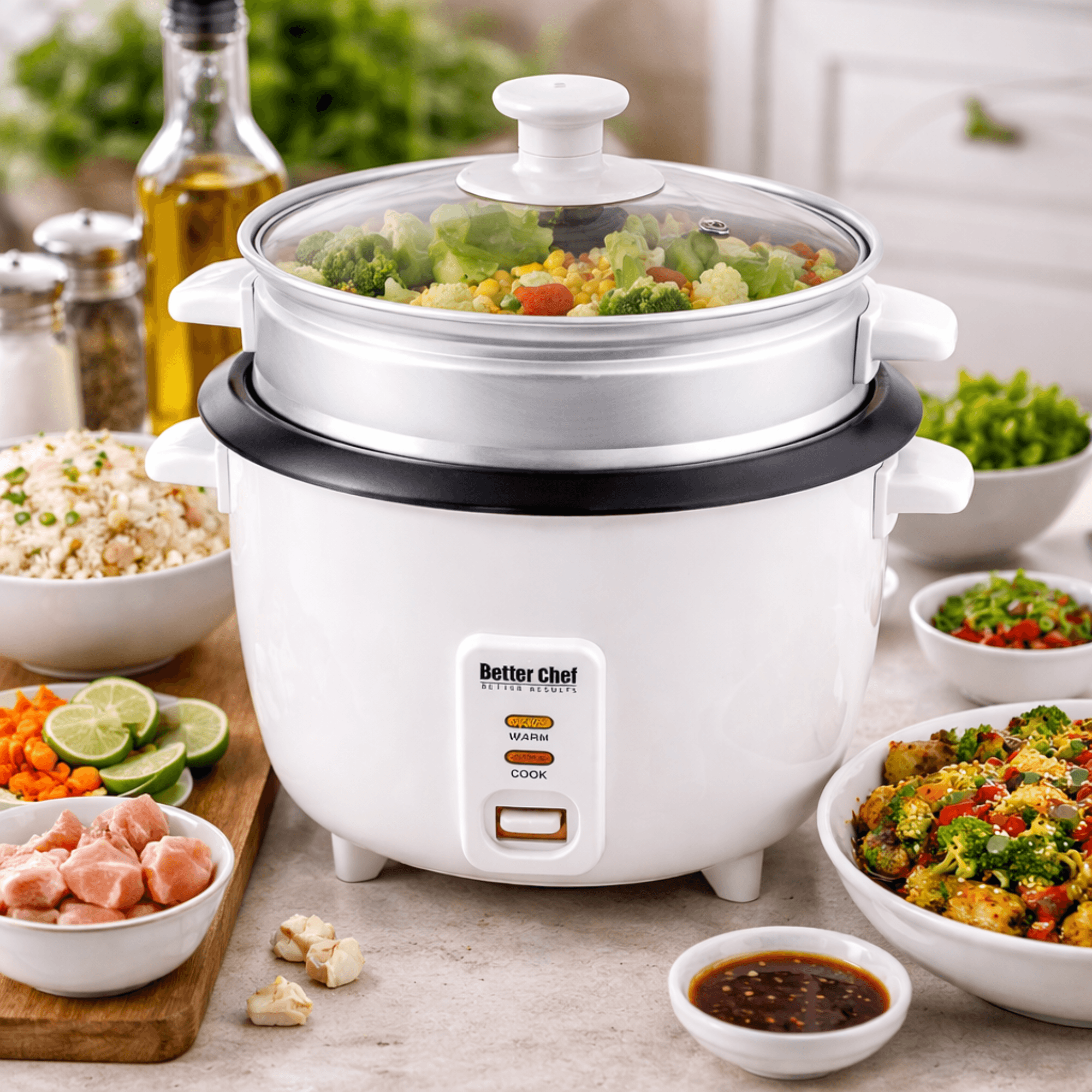 Better Chef 10-Cup - 20-Cup Cooked - Non-Stick Rice Cooker with Steamer Attachment Jupiter Gear Home