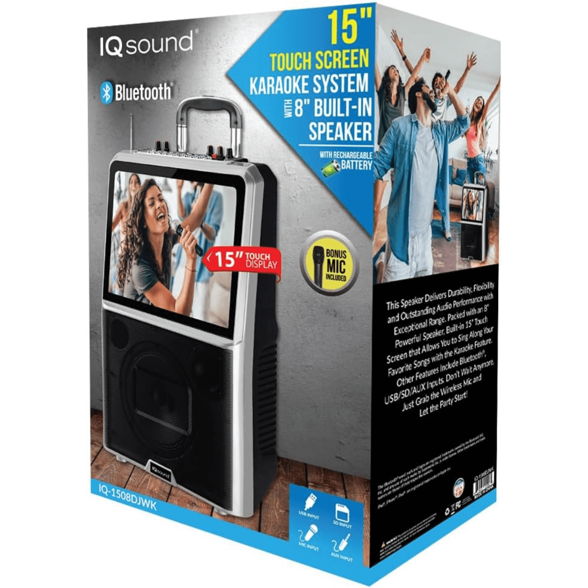 Supersonic 15" Touch Screen Karaoke System with 8" Built-in Speaker Jupiter Gear Home