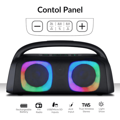 IQ Sound Portable Bluetooth Speaker with RGB Lights and TWS-Enhanced Stereo Sound Jupiter Gear Home
