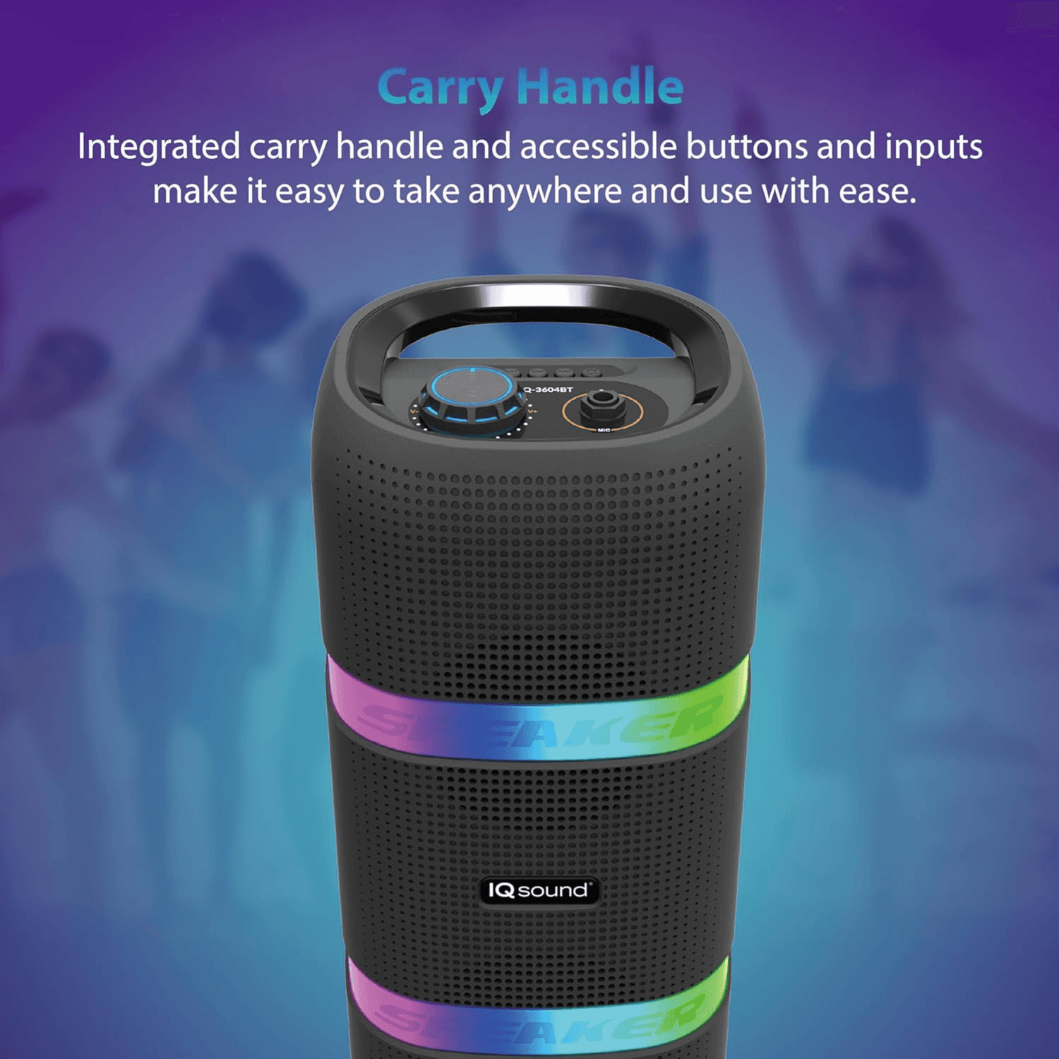 IQ Sound 2 x 4-Inch Portable Bluetooth TWS LED Speaker Jupiter Gear Home