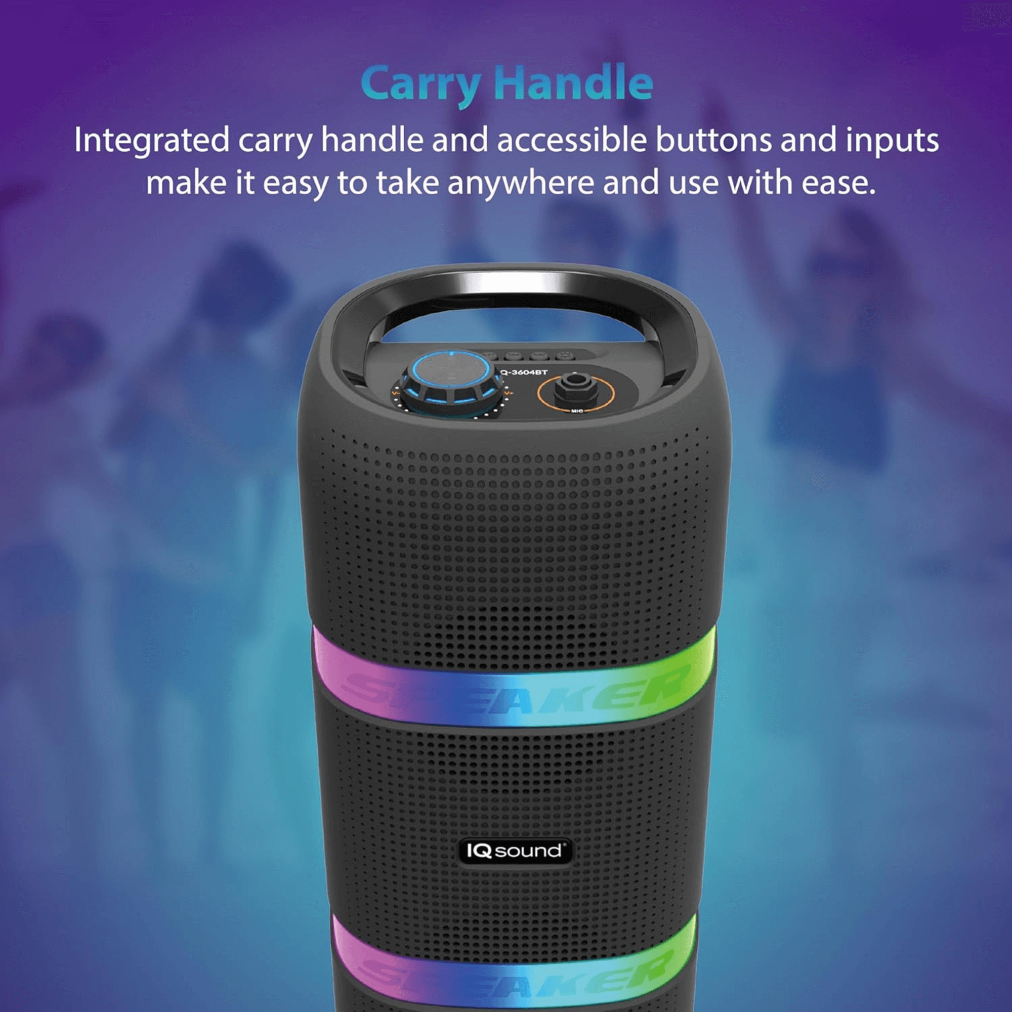 IQ Sound 2 x 4-Inch Portable Bluetooth TWS LED Speaker Jupiter Gear Home