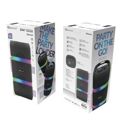 IQ Sound 2 x 4-Inch Portable Bluetooth TWS LED Speaker Jupiter Gear Home