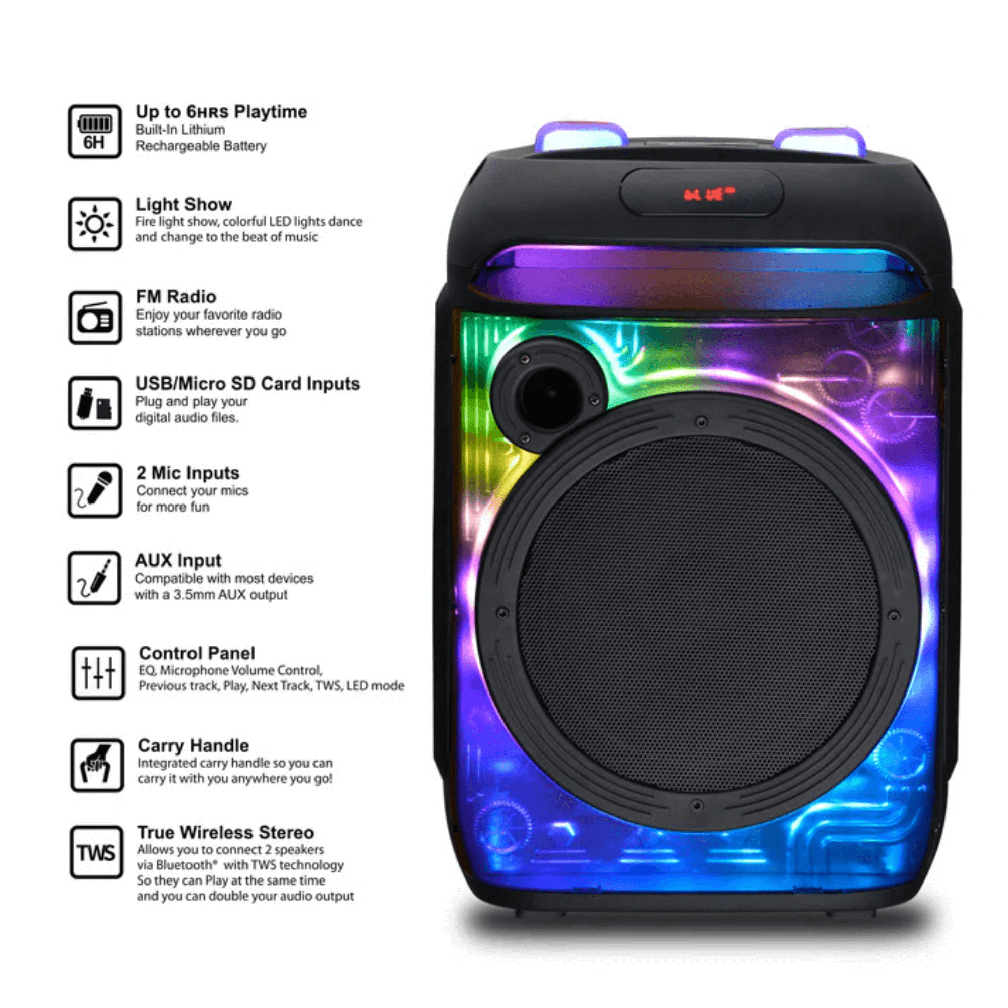 IQ Sound CYBER FLEX8 8-Inch Portable Bluetooth Speaker Jupiter Gear Home