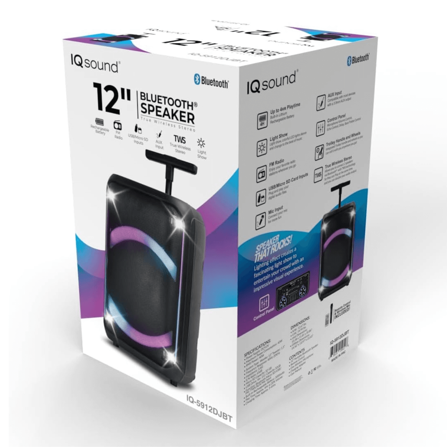 IQ Sound 12-Inch Portable Bluetooth Party Speaker with TWS Jupiter Gear Home
