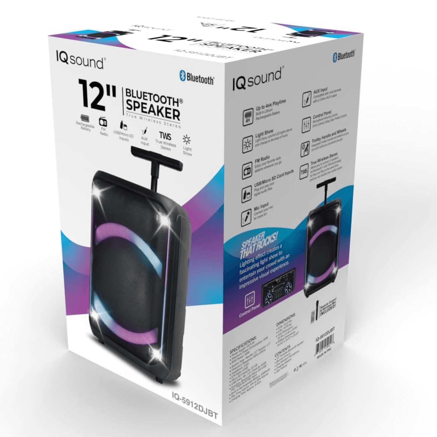 IQ Sound 12-Inch Portable Bluetooth Party Speaker with TWS Jupiter Gear Home