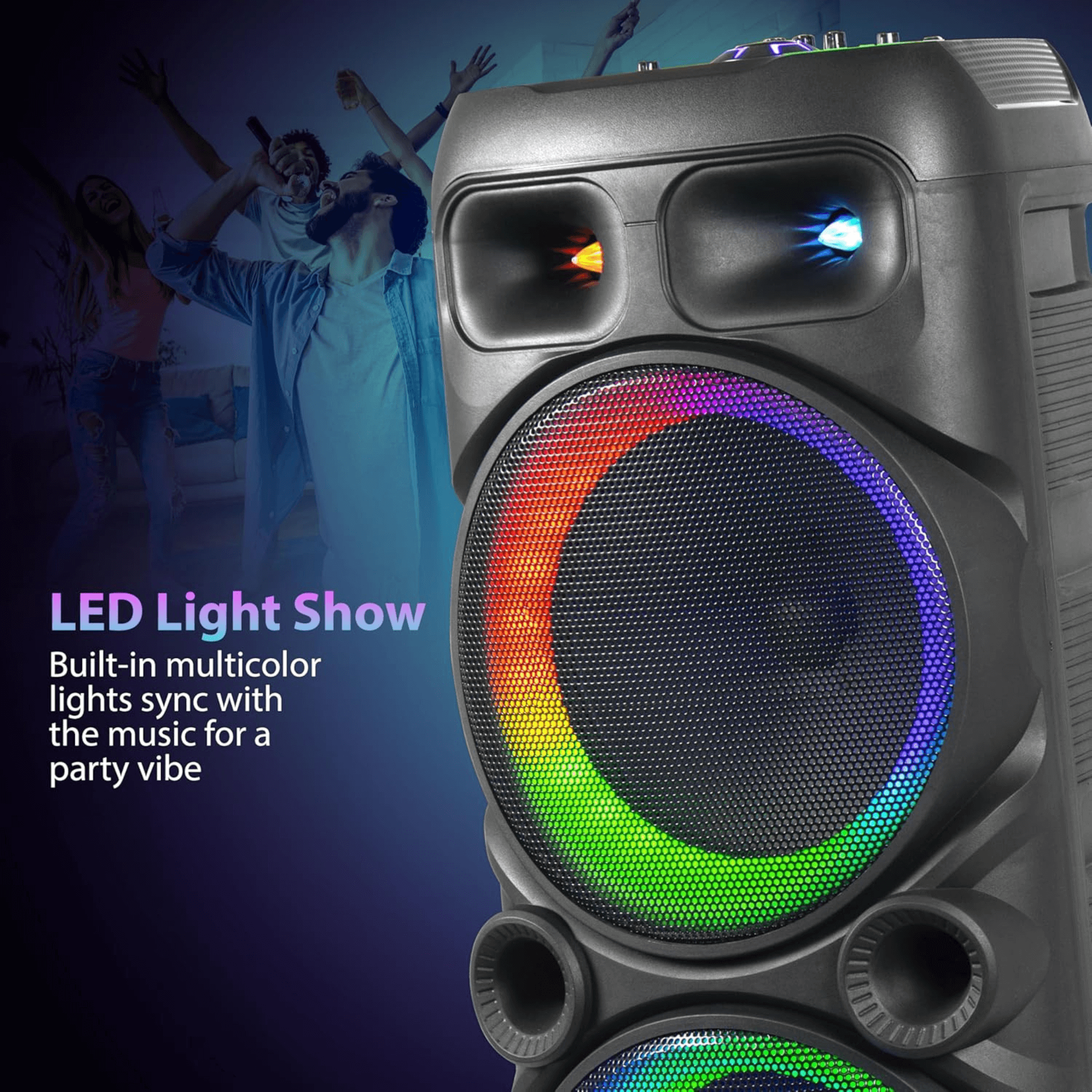 IQ Sound 2x12-Inch Portable Bluetooth Party Speaker Jupiter Gear Home