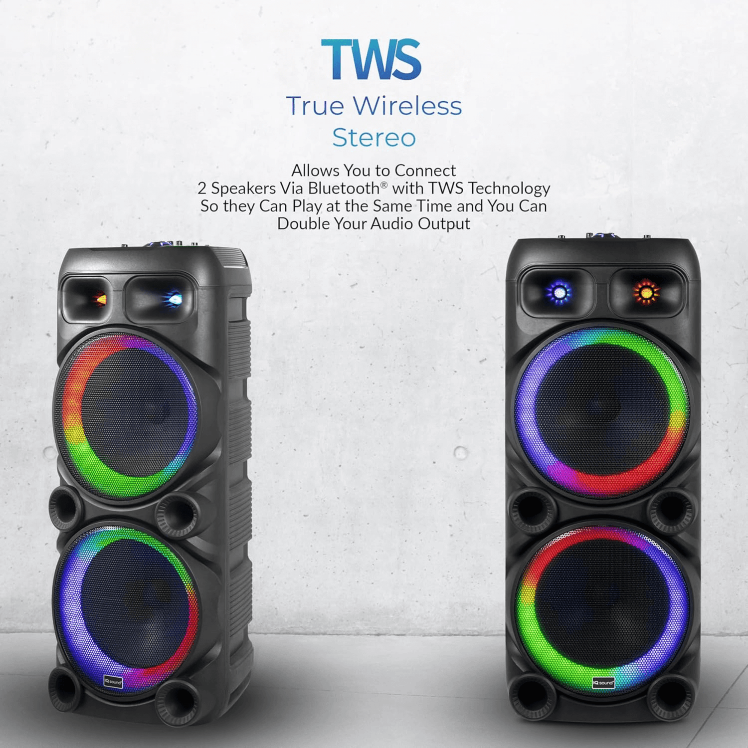 IQ Sound 2x12-Inch Portable Bluetooth Party Speaker Jupiter Gear Home