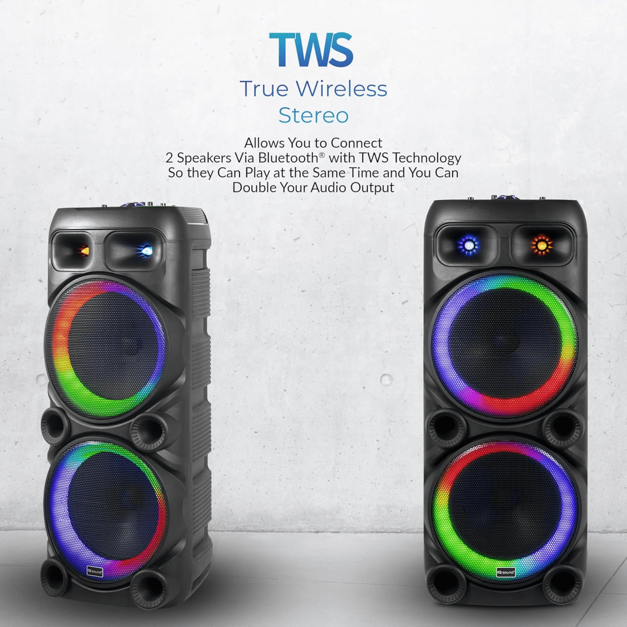 IQ Sound 2x12-Inch Portable Bluetooth Party Speaker Jupiter Gear Home