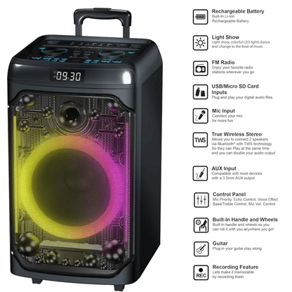 IQ Sound CYBER FLEX12 12-Inch Portable Bluetooth Party Speaker Jupiter Gear Home