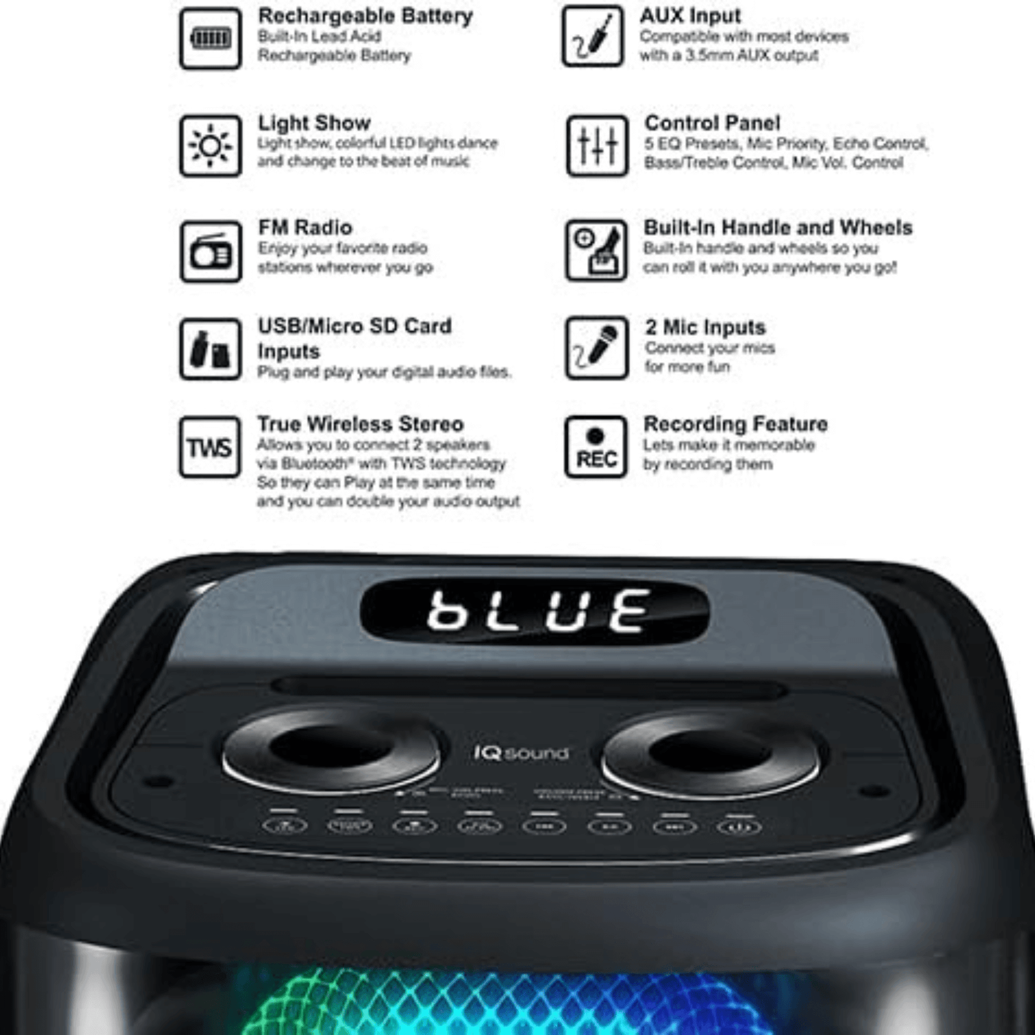 IQ Sound TorusFLEX 2x10-Inch Portable Bluetooth DJ Speaker Jupiter Gear Home