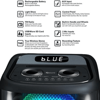 IQ Sound TorusFLEX 2x10-Inch Portable Bluetooth DJ Speaker Jupiter Gear Home