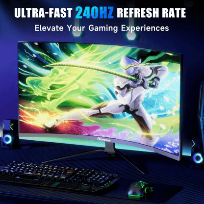 Norcent 27-Inch FHD VA Gaming Curved Monitor with Rainbow Lights Jupiter Gear Home