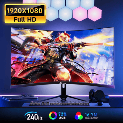 Norcent 27-Inch FHD VA Gaming Curved Monitor with Rainbow Lights Jupiter Gear Home
