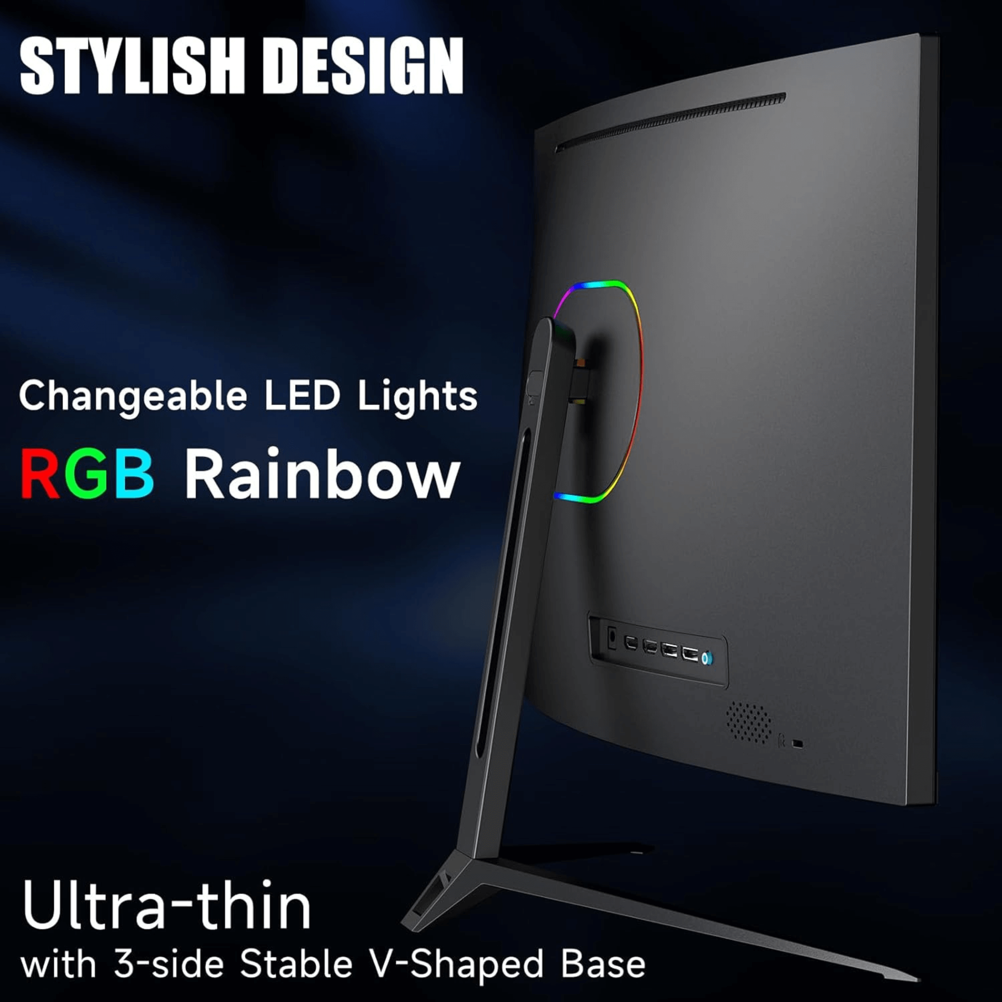 Norcent 27-Inch FHD VA Gaming Curved Monitor with Rainbow Lights Jupiter Gear Home