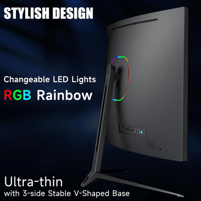 Norcent 27-Inch FHD VA Gaming Curved Monitor with Rainbow Lights Jupiter Gear Home