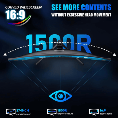 Norcent 27-Inch FHD VA Gaming Curved Monitor with Rainbow Lights Jupiter Gear Home
