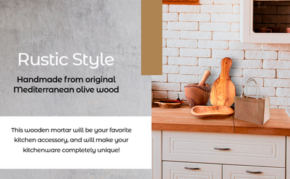 Olive Wood Rustic Mortar and Pestle DC-Choixe