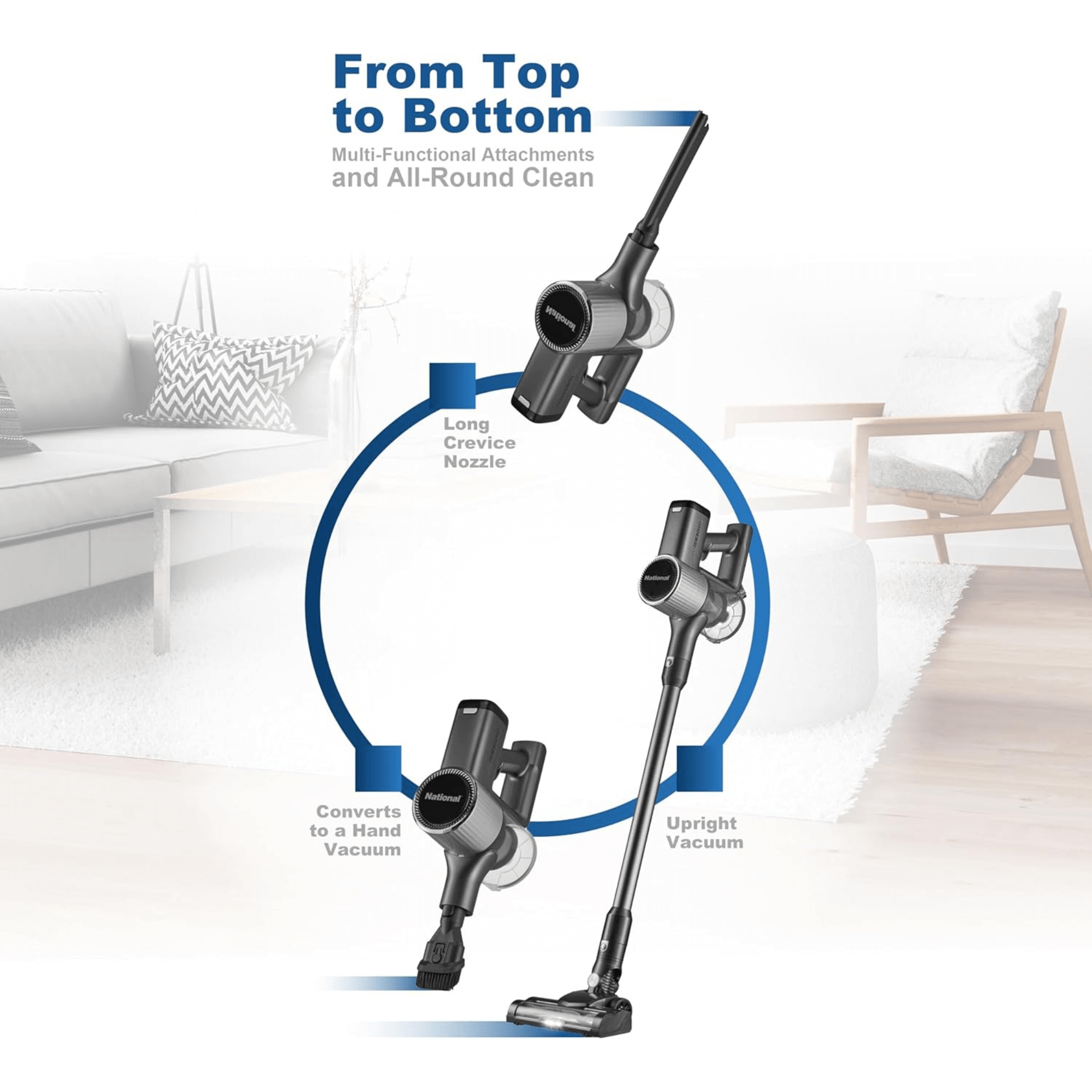 National 2-in-1 Cordless Upright and Handheld Vacuum Cleaner Jupiter Gear Home