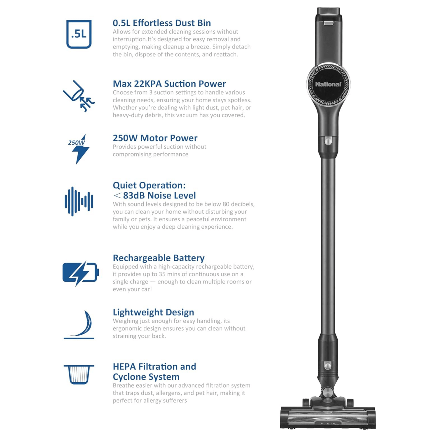 National 2-in-1 Cordless Upright and Handheld Vacuum Cleaner Jupiter Gear Home