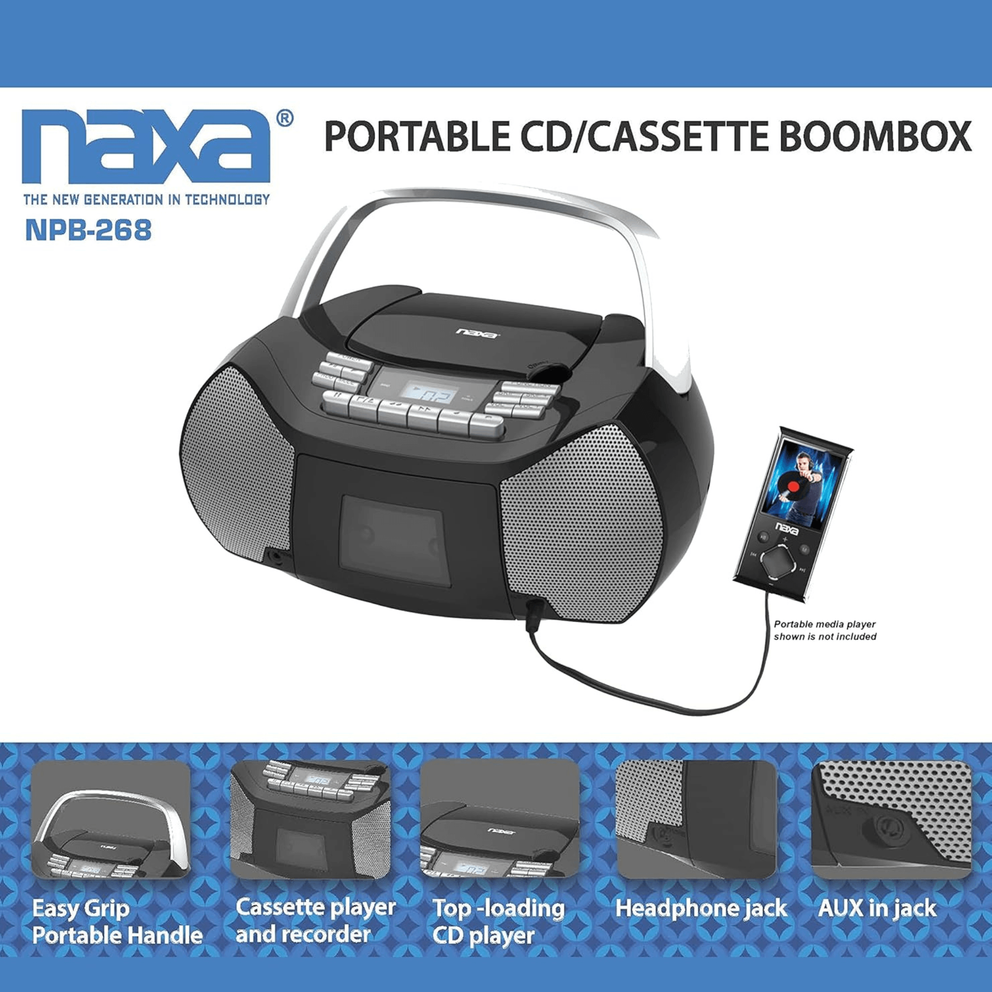 Naxa Portable CD &amp; Cassette Boombox Jupiter Gear Home