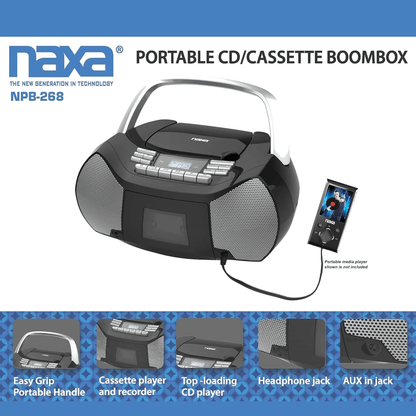 Naxa Portable CD &amp; Cassette Boombox Jupiter Gear Home