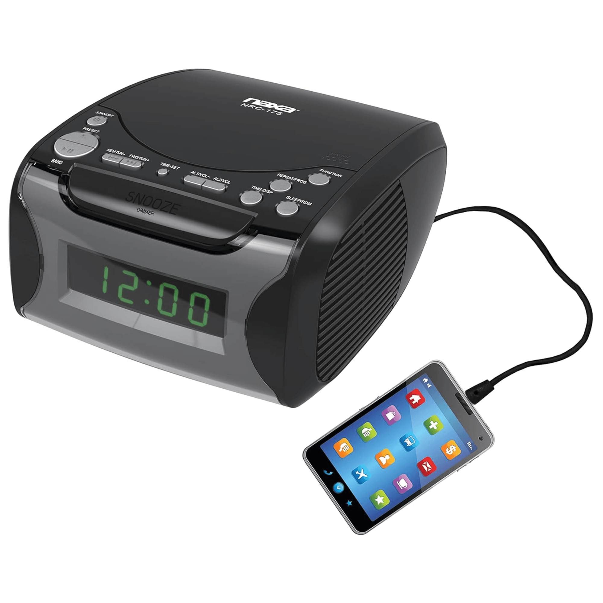 Naxa Dual Alarm Clock Radio with CD Player and USB Charge Port Jupiter Gear Home