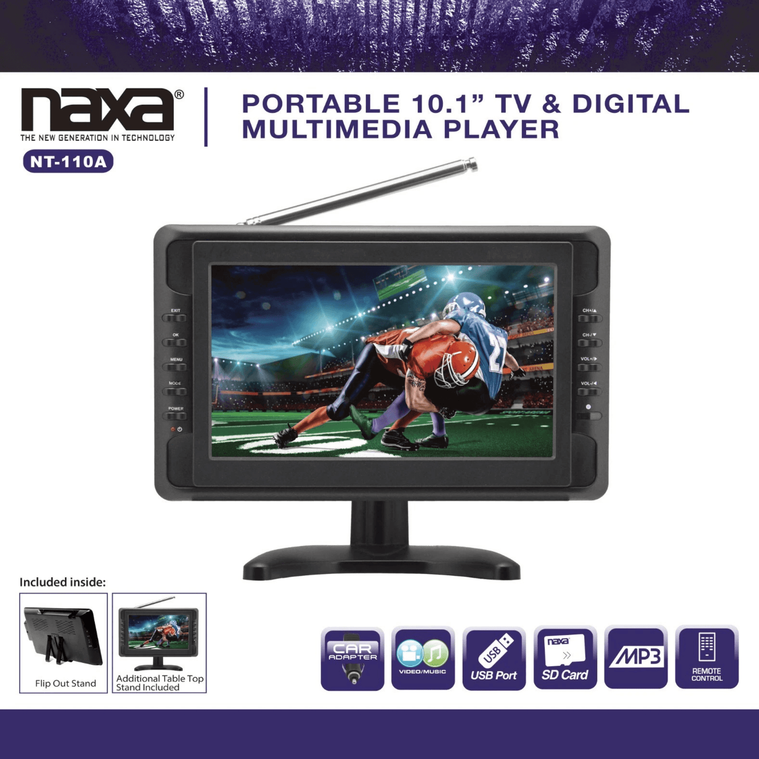 Naxa 10" Portable 12V TV &amp; Digital Multimedia Player - Refurbished Jupiter Gear Home