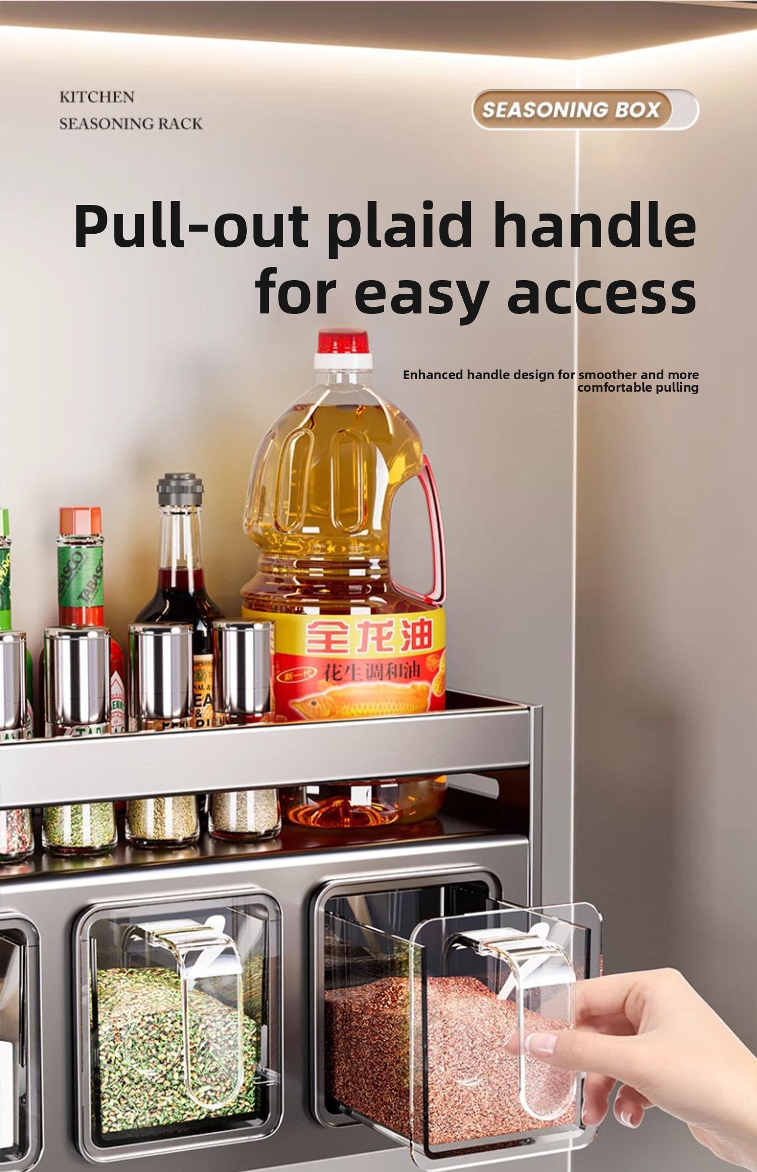 New Kitchen Spice Shelf Wall-mounted Spice Storage Rack Kitchen Seasoning Organizer Holder No Punching Required Storage Shelf Taj Home Store