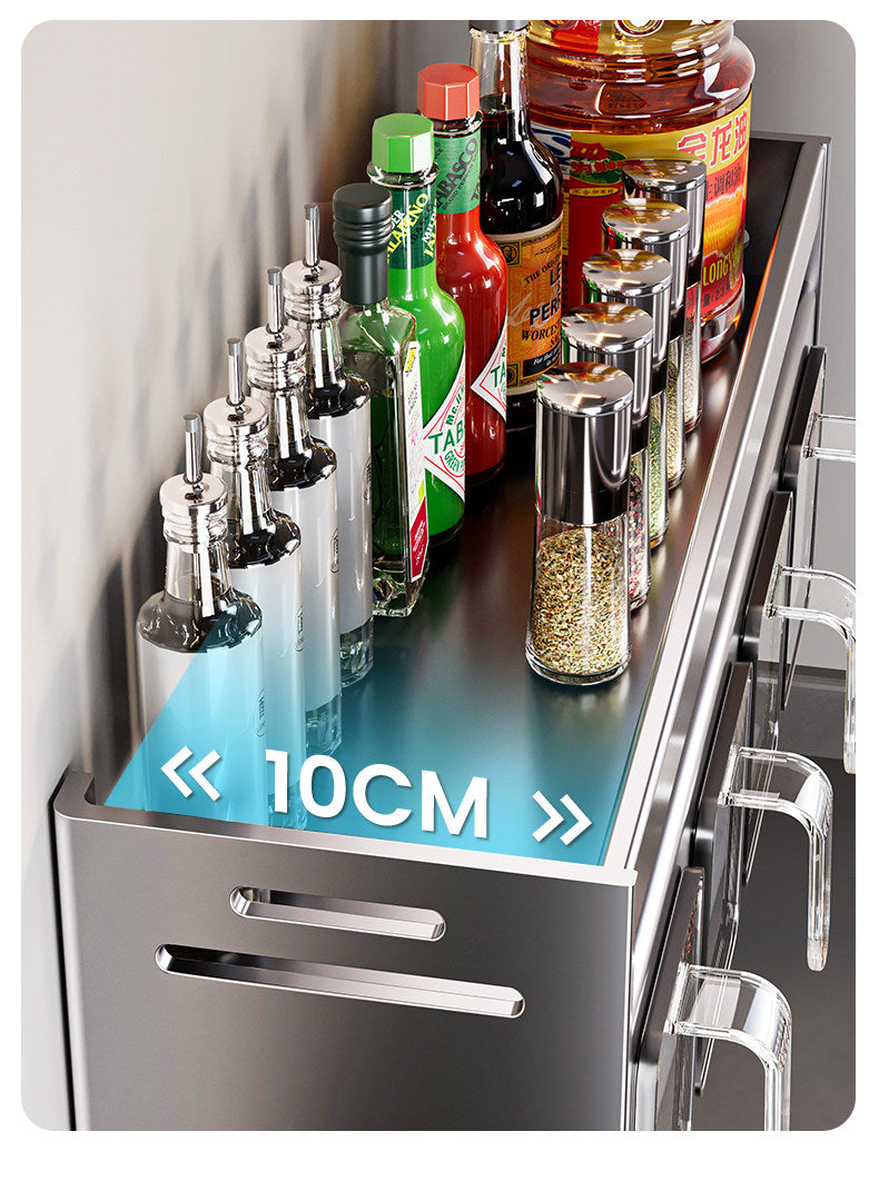 New Kitchen Spice Shelf Wall-mounted Spice Storage Rack Kitchen Seasoning Organizer Holder No Punching Required Storage Shelf Taj Home Store