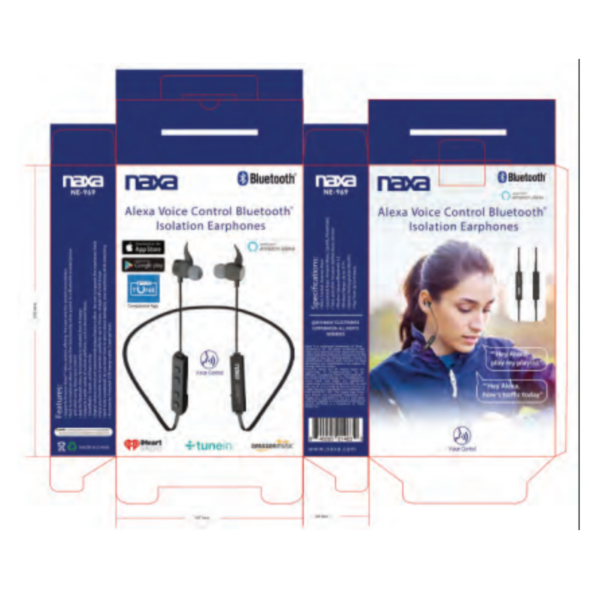 Naxa Bluetooth Isolation Earphones with Amazon Alexa Voice Control (NE-969) Jupiter Gear Home