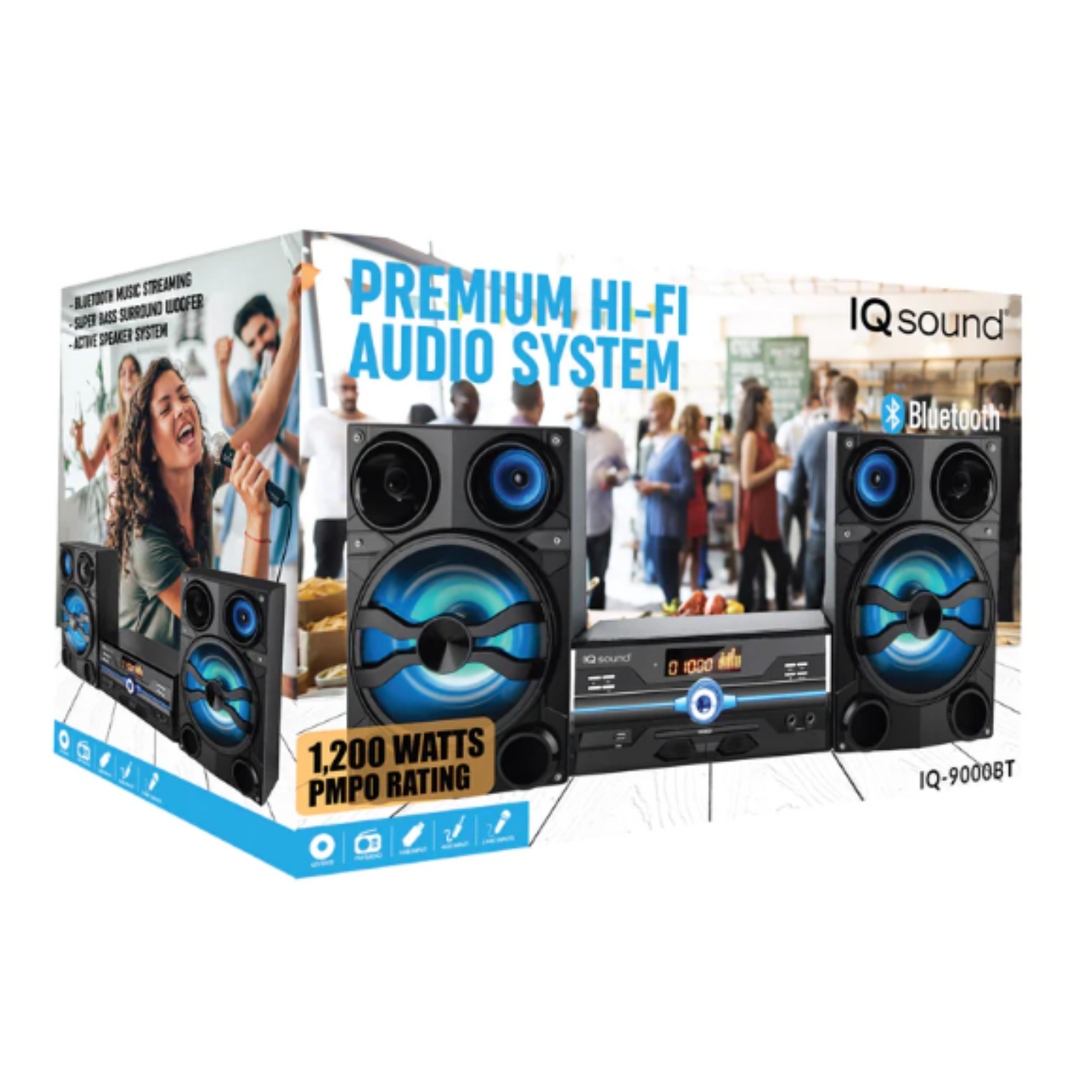 IQ Sound HiFi Multimedia Audio System with Bluetooth and AUX, USB &amp; Mic Inputs Jupiter Gear Home